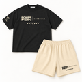 POWER FEIN Athletics Tee + Shorts Set – Black & Apricot