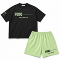 POWER FEIN Athletics Tee + Shorts Set – Black & Light Green