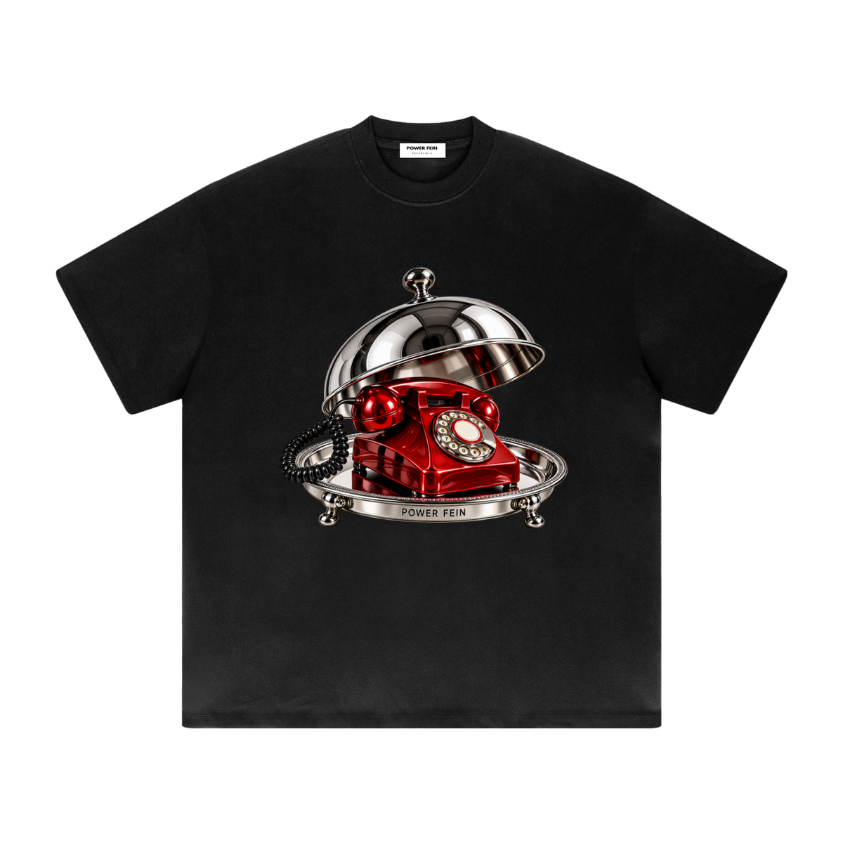 Telephone/cloche: POWER FEIN Oddly Familiar Room Service Tee