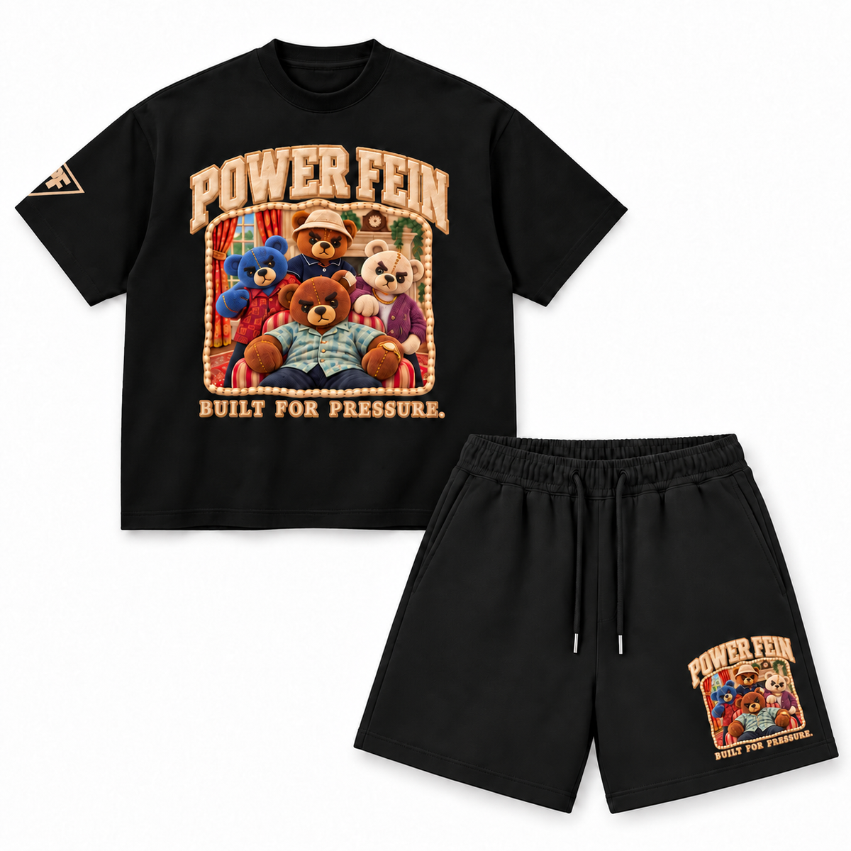POWER FEIN Cut From the Same Cloth Tee + Shorts Set – Black
