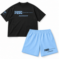 POWER FEIN Athletics Tee + Shorts Set – Black & Sky Blue