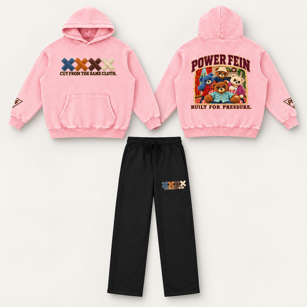 POWER FEIN Cut From the Same Cloth Hoodie + Sweatpants Set – Pink & Black