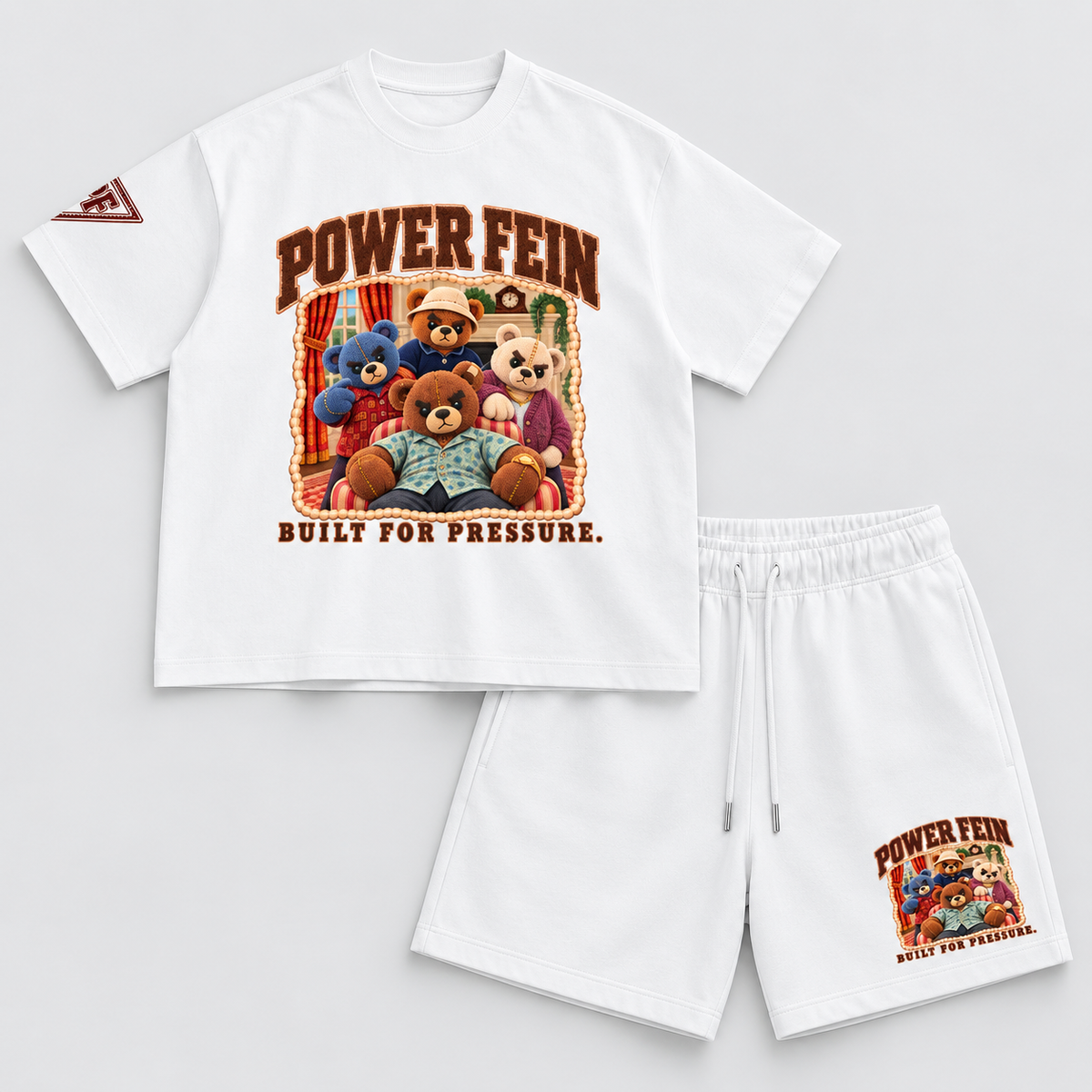 POWER FEIN Cut From the Same Cloth Tee + Shorts Set – White