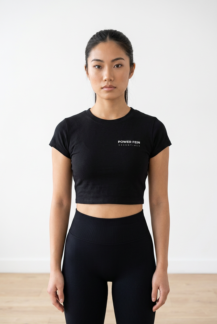POWER FEIN Essential Women’s Slim-Fit Cropped T-Shirt